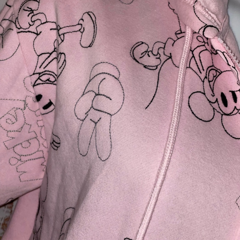 Brand New! DISNEY MICKEY MOUSE EMBROIDERED PINK HOODIE JACKET - Picture 2 of 10